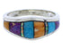 Multicolor Inlay Genuine Sterling Silver Ring Size 5-3/4 EX51005