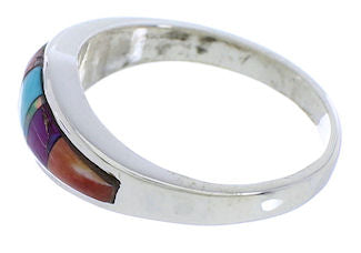 Multicolor Southwestern Sterling Silver Ring Size 8-1/2 EX51010