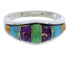Multicolor Inlay Southwest Silver Ring Size 6-3/4 EX51021