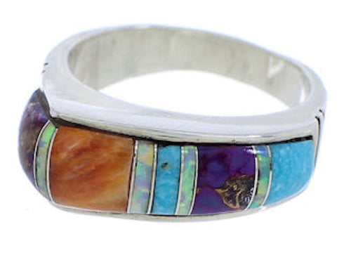 Sterling Silver Jewelry Turquoise Multicolor Ring Size 5-3/4 HS35448
