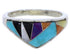 Silver Multicolor Inlay Southwest Ring Size 6-3/4 JX37985