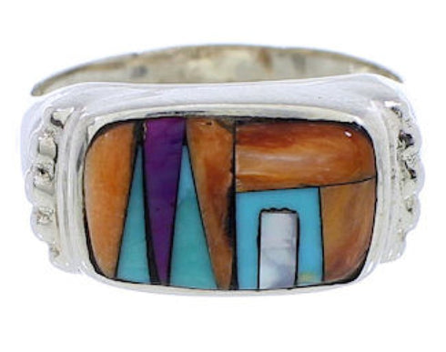 Southwest Silver Multicolor Ring Size 7 JX38097