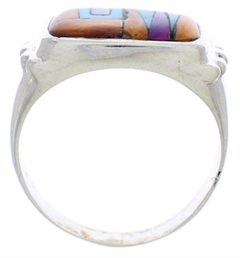 Southwest Silver Multicolor Ring Size 7 JX38097