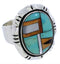 Authentic Sterling Silver Turquoise Multicolor Ring Size 6-1/2 JX38258