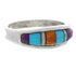 Southwest Multicolor Inlay Sterling Silver Ring Size 6-3/4 CX50640