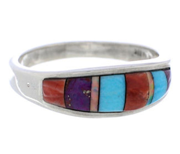 Genuine Sterling Silver Southwest Multicolor Ring Size 6 CX50659