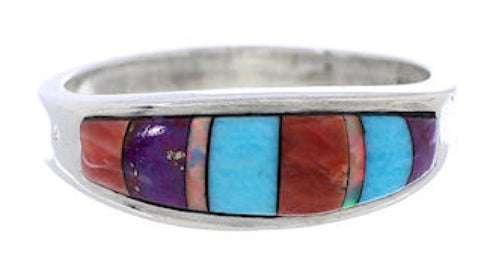 Genuine Sterling Silver Southwest Multicolor Ring Size 6 CX50659