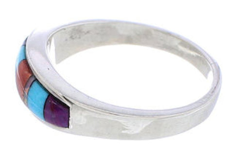 Genuine Sterling Silver Southwest Multicolor Ring Size 6 CX50659