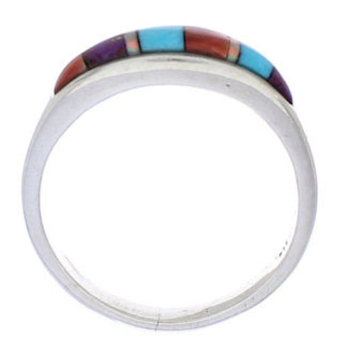 Genuine Sterling Silver Southwest Multicolor Ring Size 6 CX50659