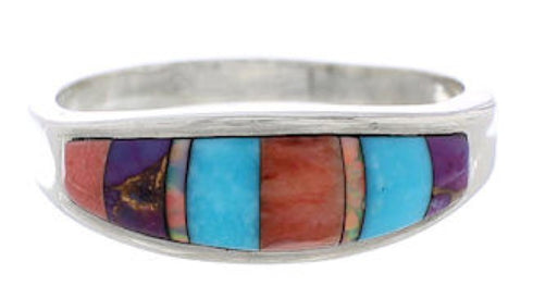 Authentic Sterling Silver Southwest Multicolor Ring Size 6-3/4 CX50671