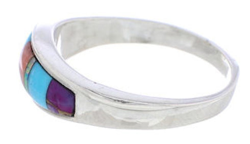 Authentic Sterling Silver Southwest Multicolor Ring Size 6-3/4 CX50671