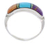 Silver Southwest Multicolor Inlay Ring Size 8-3/4 CX50683