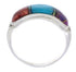 Multicolor Inlay Southwest Silver Ring Size 7-3/4 CX50690