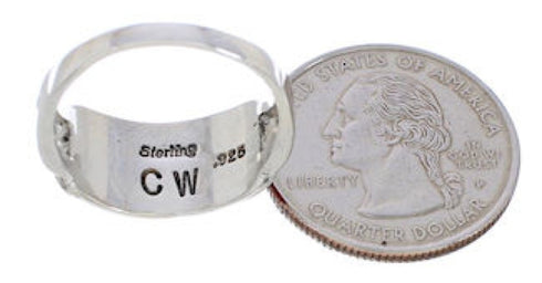 Multicolor Inlay Southwestern Sterling Silver Ring Size 8-1/2 CX50692