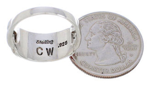 Southwestern Sterling Silver Multicolor Inlay Ring Size 6-1/4 CX50696