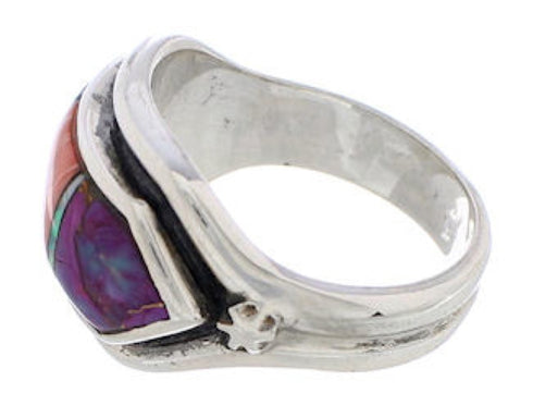 Genuine Silver Southwestern Multicolor Ring Size 5-3/4 CX50725