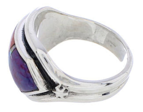 Sterling Silver Turquoise Multicolor Inlay Ring Size 5-1/2 RS38275