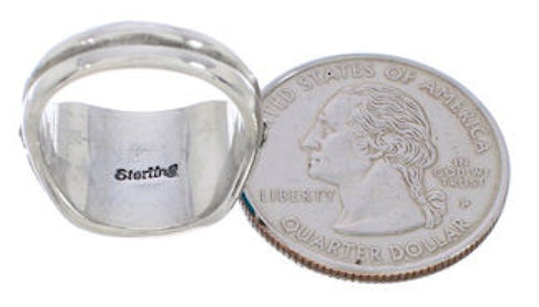 Sterling Silver Turquoise Multicolor Inlay Ring Size 5-1/2 RS38275