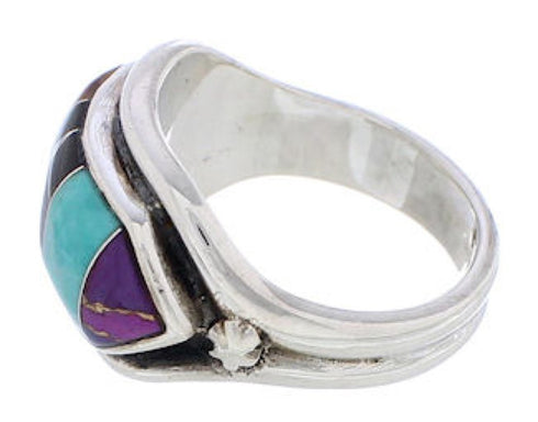 Multicolor Turquoise Inlay Sterling Silver Ring Size 6-1/2 RS38300