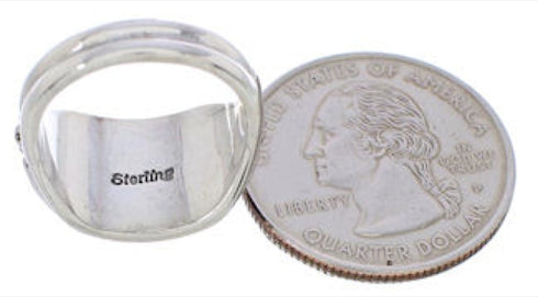 Southwestern Sterling Silver Multicolor Ring Size 6-1/2 CX50764