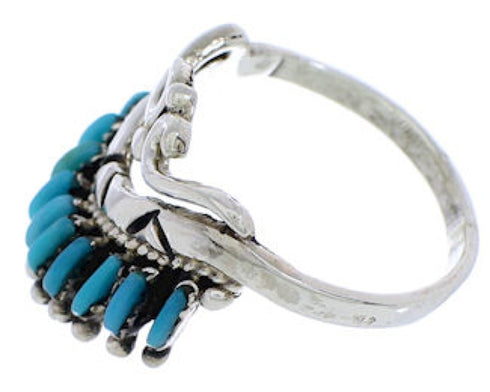 Sterling Silver Turquoise Needlepoint Ring Size 8-3/4 EX43570