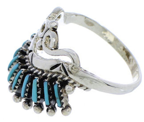 Turquoise Needlepoint Southwest Ring Size 8-3/4 EX43591