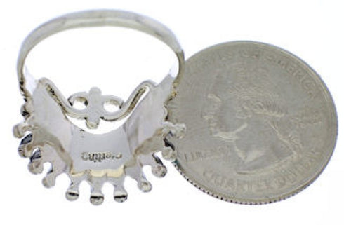 Turquoise Needlepoint Southwest Ring Size 8-3/4 EX43591