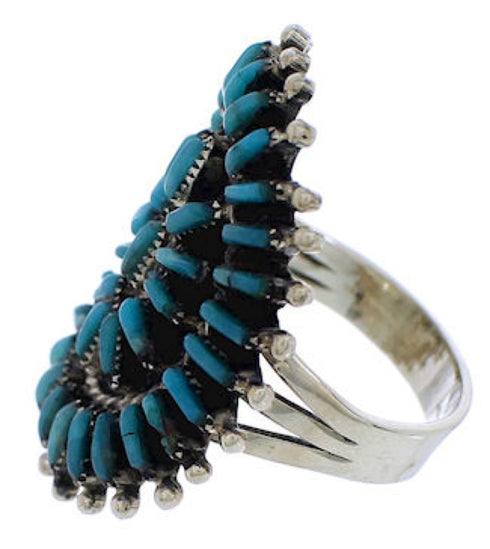 Southwest Turquoise Needlepoint Ring Size 4-3/4 EX43606