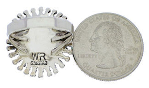 Turquoise Needlepoint Southwest Silver Ring Size 5-3/4 EX43693