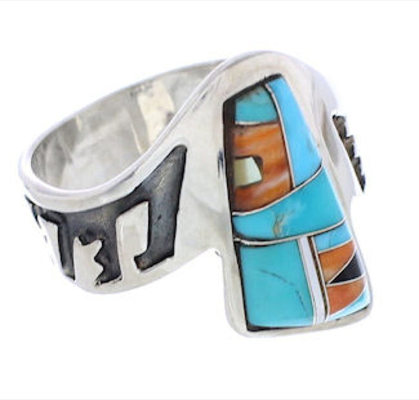Southwest Multicolor Sterling Silver Ring Size 8-1/2 EX56693