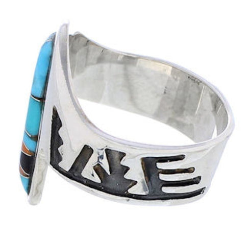 Southwest Multicolor Sterling Silver Ring Size 8-1/2 EX56693