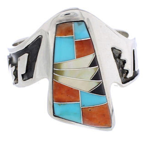 Southwest Multicolor Sterling Silver Ring Size 6-1/4 EX56699