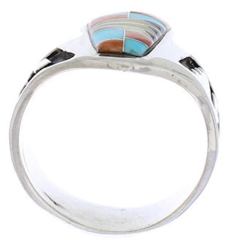 Southwest Multicolor Sterling Silver Ring Size 6-1/4 EX56699