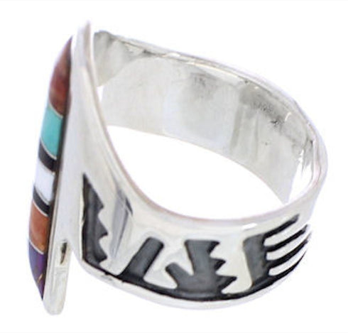 Genuine Sterling Silver Southwestern Multicolor Ring Size 5-1/4 EX61114