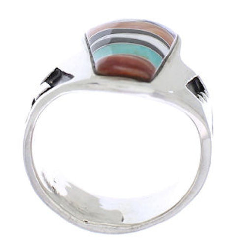 Genuine Sterling Silver Southwestern Multicolor Ring Size 5-1/4 EX61114