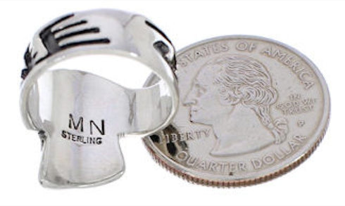 Genuine Sterling Silver Southwestern Multicolor Ring Size 5-1/4 EX61114