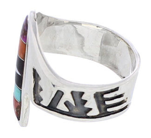 Multicolor Southwestern Sterling Silver Ring Size 8-1/2 EX61170