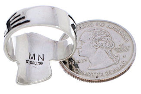 Multicolor Inlay Southwest Silver Ring Size 8 EX61157