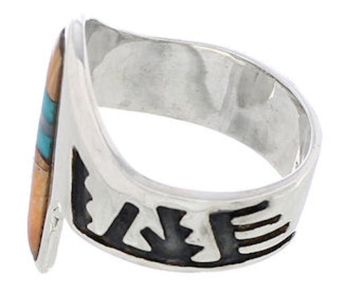 Southwest Sterling Silver Multicolor Ring Size 8-1/2 EX61175