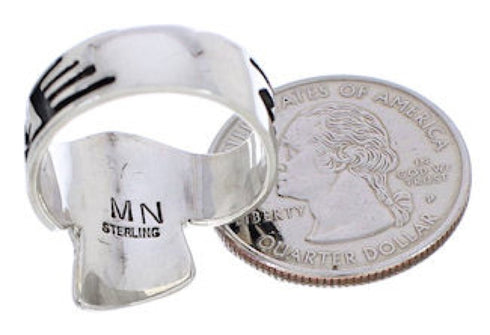 Southwest Sterling Silver Multicolor Ring Size 8-1/2 EX61175