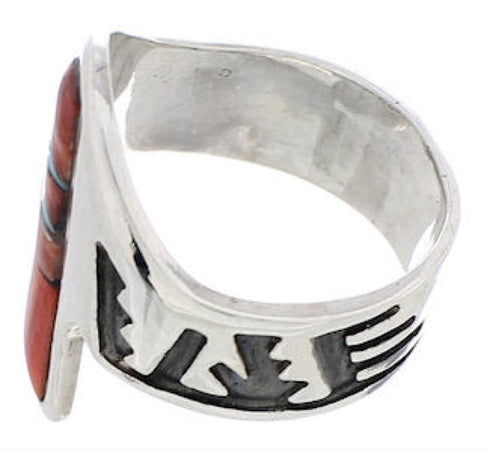 Genuine Sterling Silver Multicolor Inlay Ring Size 7-1/2 EX61177