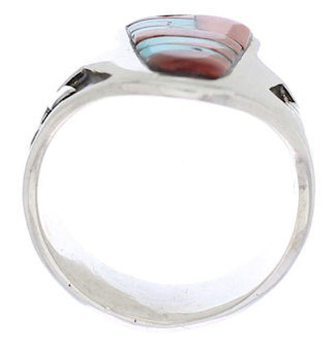 Southwestern Multicolor Sterling Silver Ring Size 7-1/4 EX61181