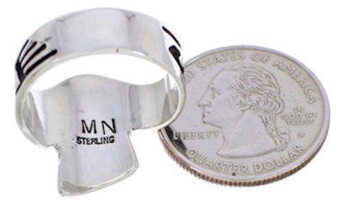 Multicolor Inlay Silver Southwestern Ring Size 8-3/4 EX61183