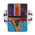 Turquoise Multicolor Inlay Sterling Silver Ring Size 8-1/4 EX61211