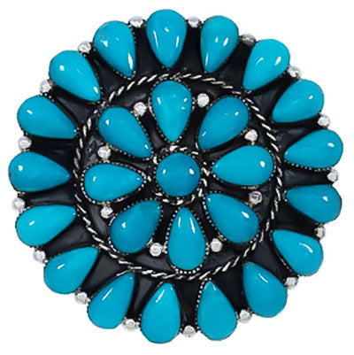 Turquoise Large Statement Jewelry Silver Ring Size 6-3/4 YX35977