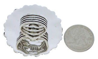 Turquoise Large Statement Jewelry Silver Ring Size 6-3/4 YX35977