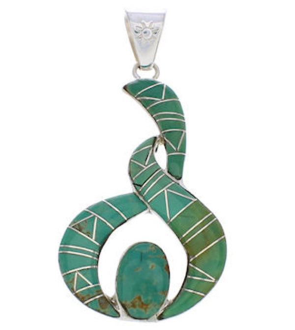 Genuine Sterling Silver And Turquoise Inlay Pendant EX29705