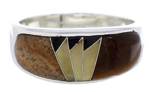 Multicolor Southwestern Sterling Silver Ring Size 7-1/2 CX50110
