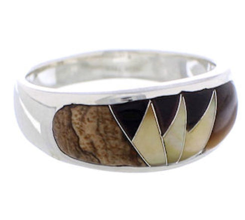 Genuine Silver Multicolor Southwestern Ring Size 6-3/4 CX50113