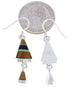 Sterling Silver Multicolor Inlay Hook Dangle Earrings FX31316